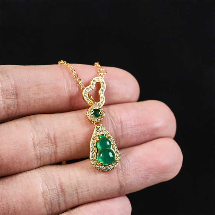 Buddha Stones Colorful Gourd Hollow Design Copper Balance Necklace Pendant - image 5