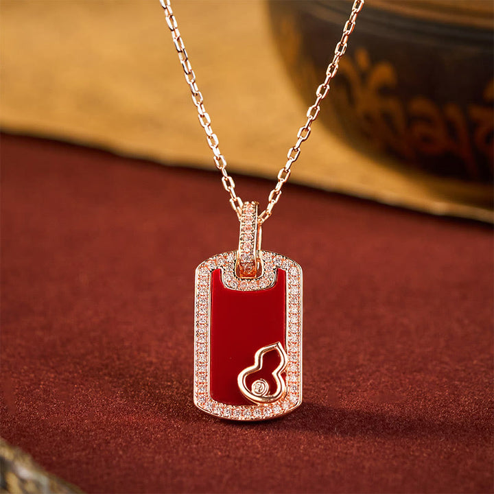 Buddha Stones Gourd Hollow Design Copper Protection Necklace Pendant - Gourd(Pendant Size: About 3*1.5cm) - image 0