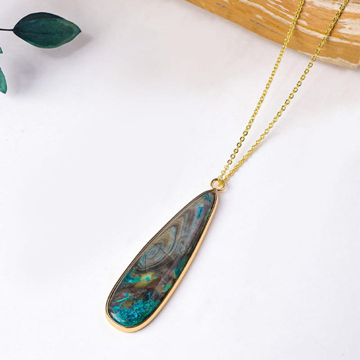 Buddha Stones Natural Stone Sea Sediment Jasper Agate Teardrop Shape Protection Necklace Pendant - Natural Sea Sediment Jasper(Color Shape and Size May vary) - image 1