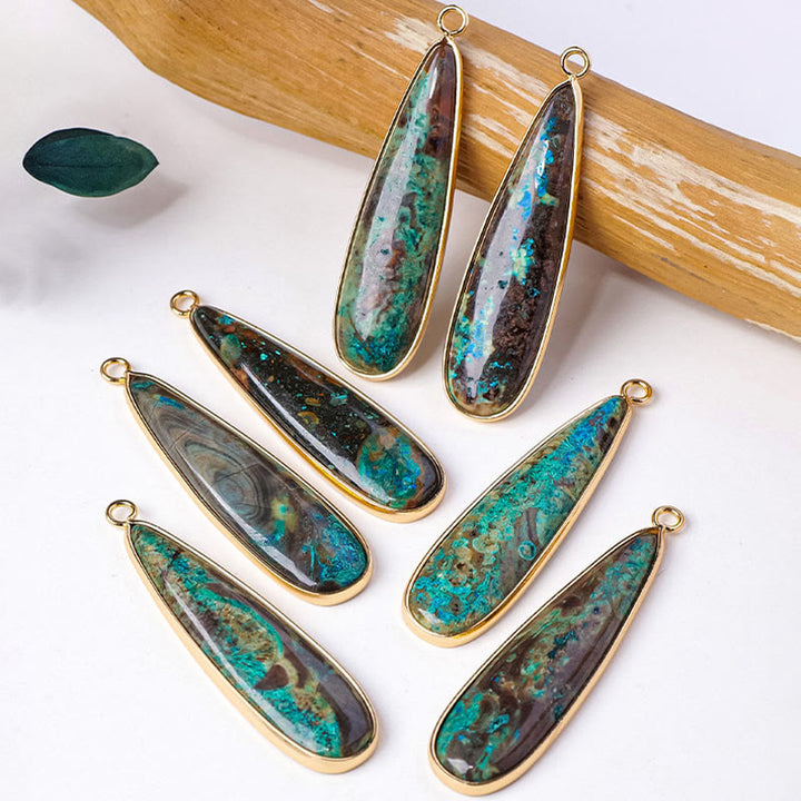 Buddha Stones Natural Stone Sea Sediment Jasper Agate Teardrop Shape Protection Necklace Pendant - image 8