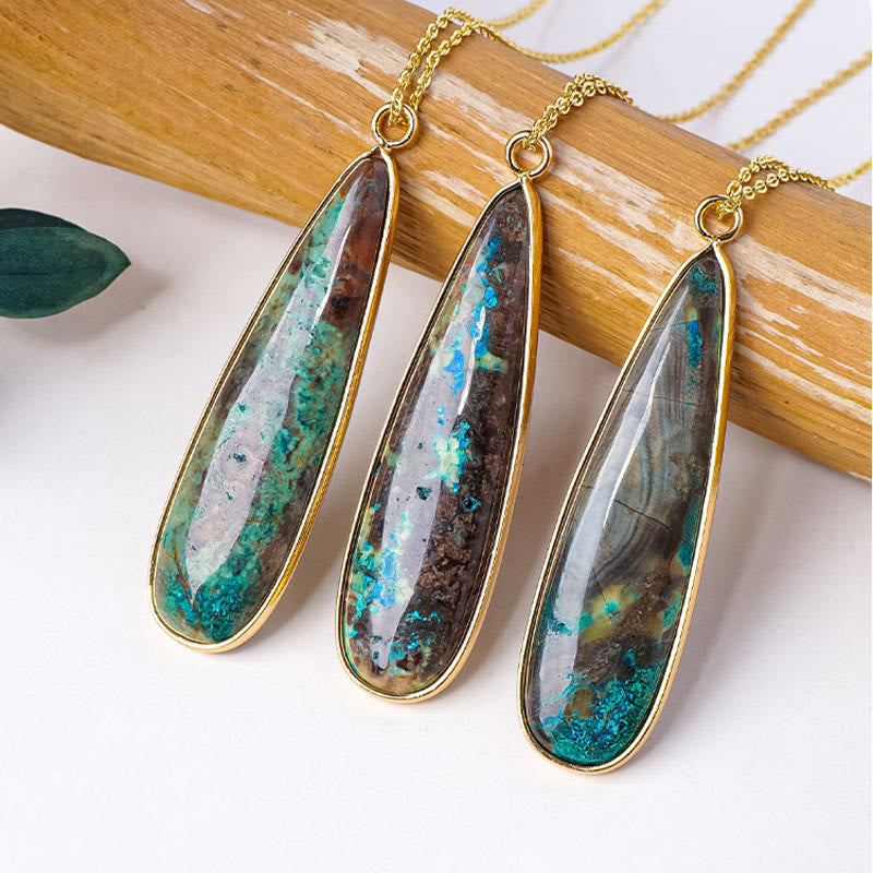 Buddha Stones Natural Stone Sea Sediment Jasper Agate Teardrop Shape Protection Necklace Pendant - image 3