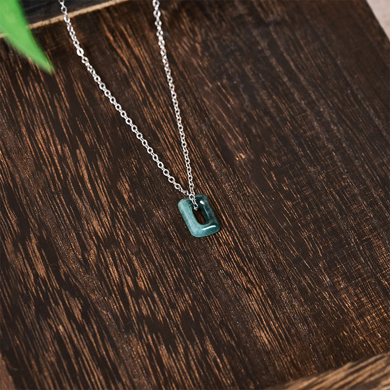 Buddha Stones Mini Square Green Jade Abundance Necklace Pendant - image 8