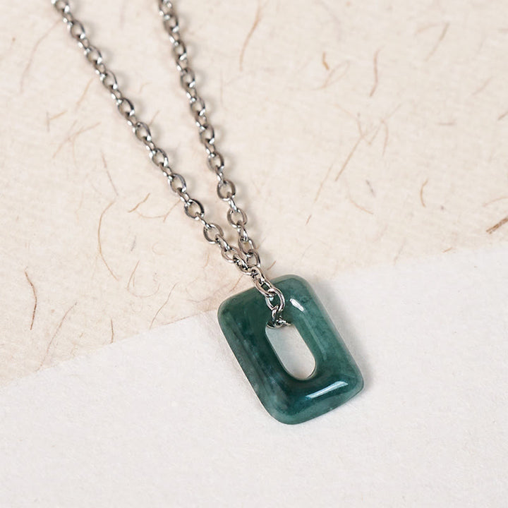 Buddha Stones Mini Square Green Jade Abundance Necklace Pendant - image 8