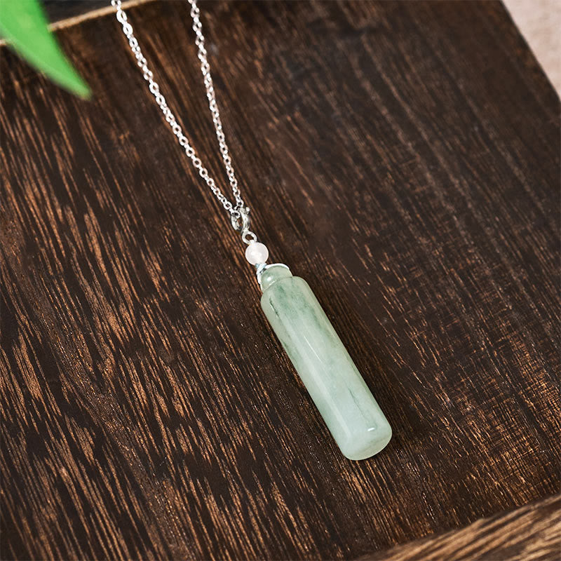 Buddha Stones Cylinder Pattern Jade Luck Necklace Pendant - image 12
