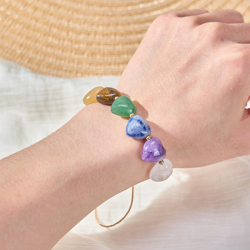 Buddha Stones Love Heart Red Agate Amethyst Green Aventurine Colorful Crystal Confidence Braided Bracelet - image 4