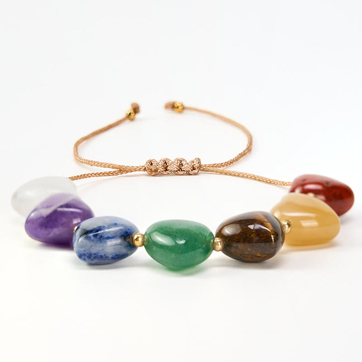 Buddha Stones Love Heart Red Agate Amethyst Green Aventurine Colorful Crystal Confidence Braided Bracelet - image 2