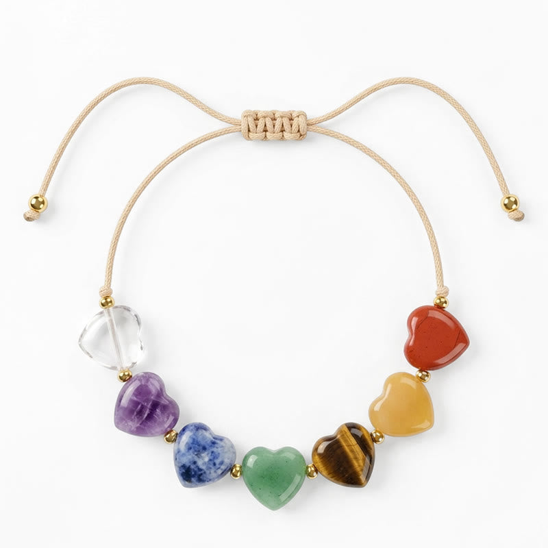 Buddha Stones Love Heart Red Agate Amethyst Green Aventurine Colorful Crystal Confidence Braided Bracelet - image 1