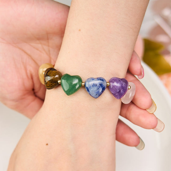 Buddha Stones Love Heart Red Agate Amethyst Green Aventurine Colorful Crystal Confidence Braided Bracelet - image 5