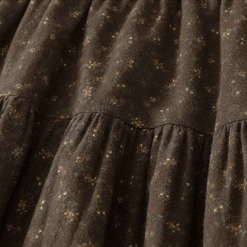 Buddha Stones Spring Vintage Brown Ditsy Floral Women's Skirts - image 3