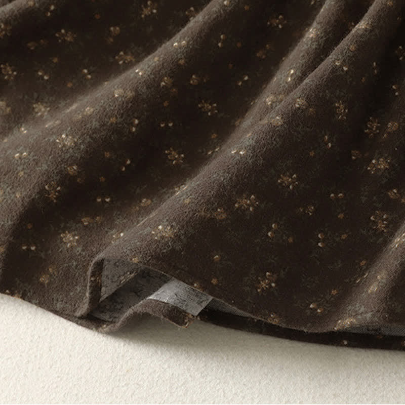 Buddha Stones Spring Vintage Brown Ditsy Floral Women's Skirts - image 4