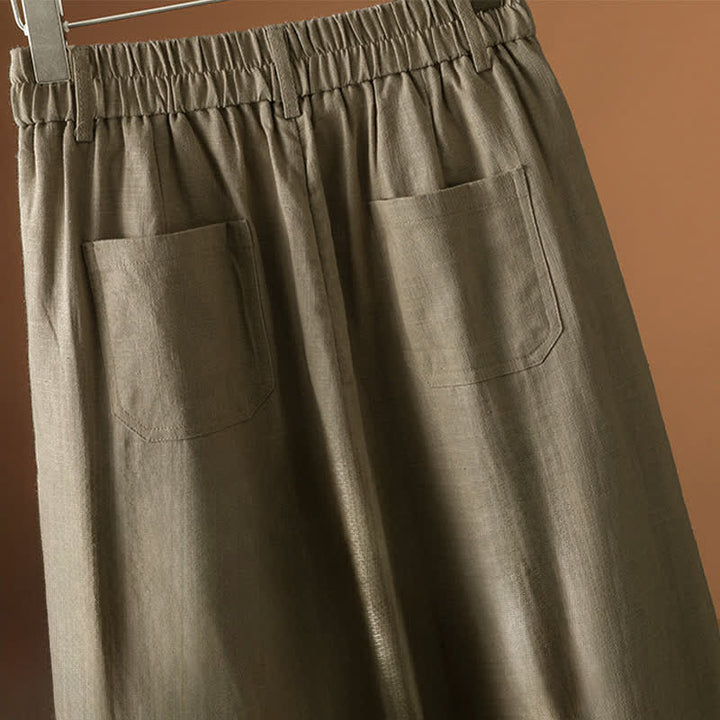 Buddha Stones Summer Minimalist Button-Up Solid Women's Harem Pants With Pockets - image 3