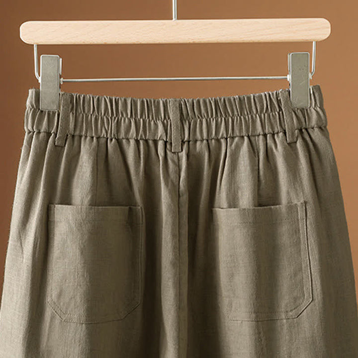 Buddha Stones Summer Minimalist Button-Up Solid Women's Harem Pants With Pockets - image 6