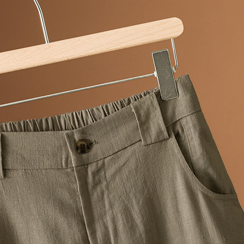 Buddha Stones Summer Minimalist Button-Up Solid Women's Harem Pants With Pockets - image 7