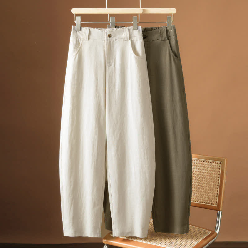Buddha Stones Summer Minimalist Button-Up Solid Women's Harem Pants With Pockets - image 20