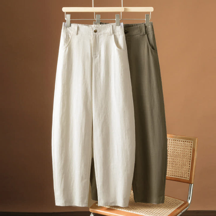 Buddha Stones Summer Minimalist Button-Up Solid Women's Harem Pants With Pockets - image 20