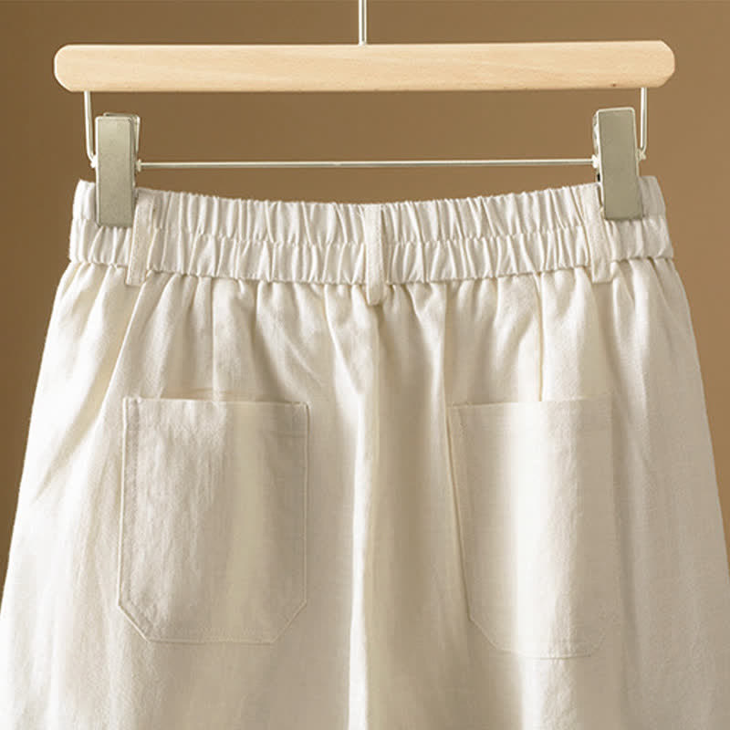 Buddha Stones Summer Minimalist Button-Up Solid Women's Harem Pants With Pockets - image 11