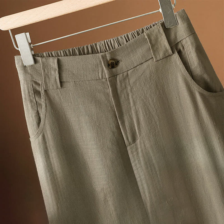Buddha Stones Summer Minimalist Button-Up Solid Women's Harem Pants With Pockets - image 2