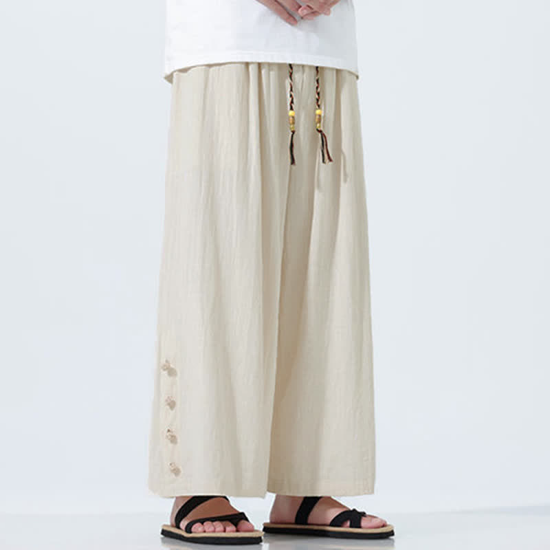 Buddha Stones Spring Drawstring Solid Men's Wide Leg Pants With Pockets - image 7