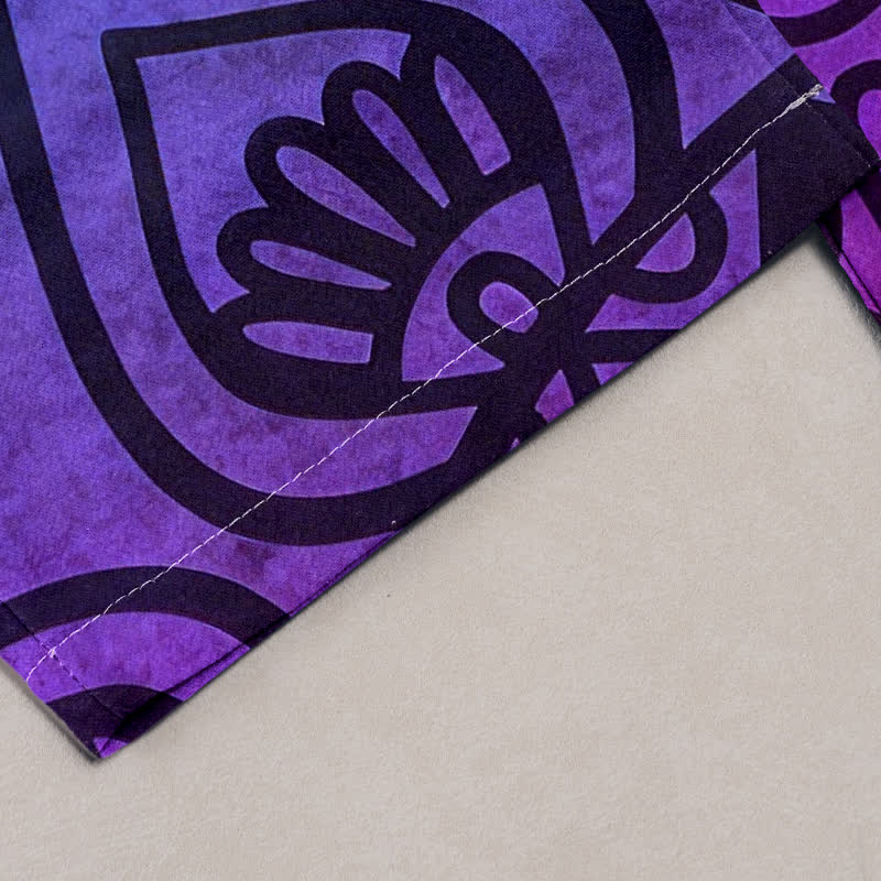 Buddha Stones Pure Cotton Gradient Mandala Pattern Women's Elastic Waist Pants With Pockets - image 1