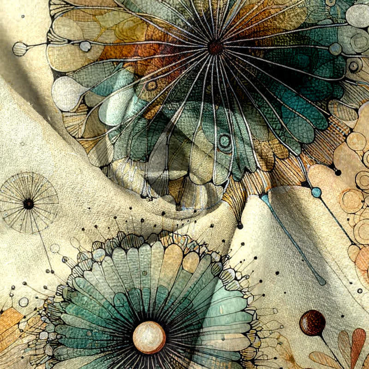 Buddha Stones Pure Cotton Watercolor Mandala Floral Pattern Women's Elastic Waist Pants With Pockets - image 2