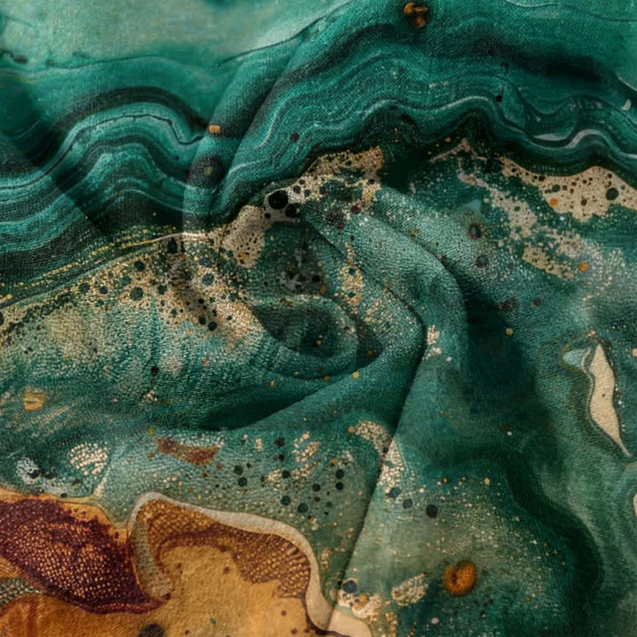 Buddha Stones Cotton Marble Wave Pattern Women's Elastic Waist Pants With Pockets - image 3