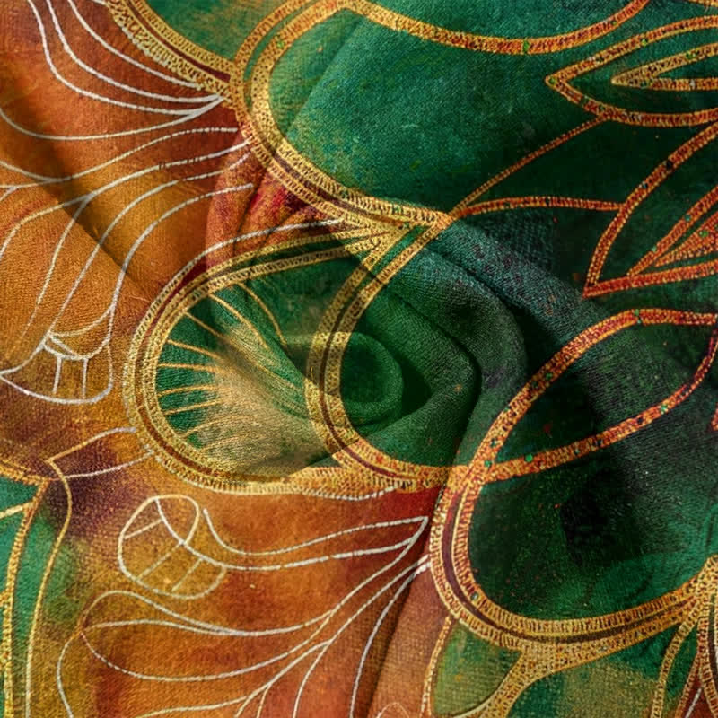 Buddha Stones Pure Cotton Gold Mandala Pattern Women's Elastic Waist Pants With Pockets - image 4