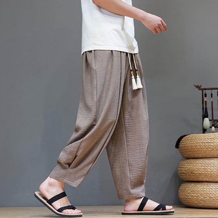 Buddha Stones Summer Minimalist Solid Men's Elastic Waist Tapered Pants With Pockets - image 31