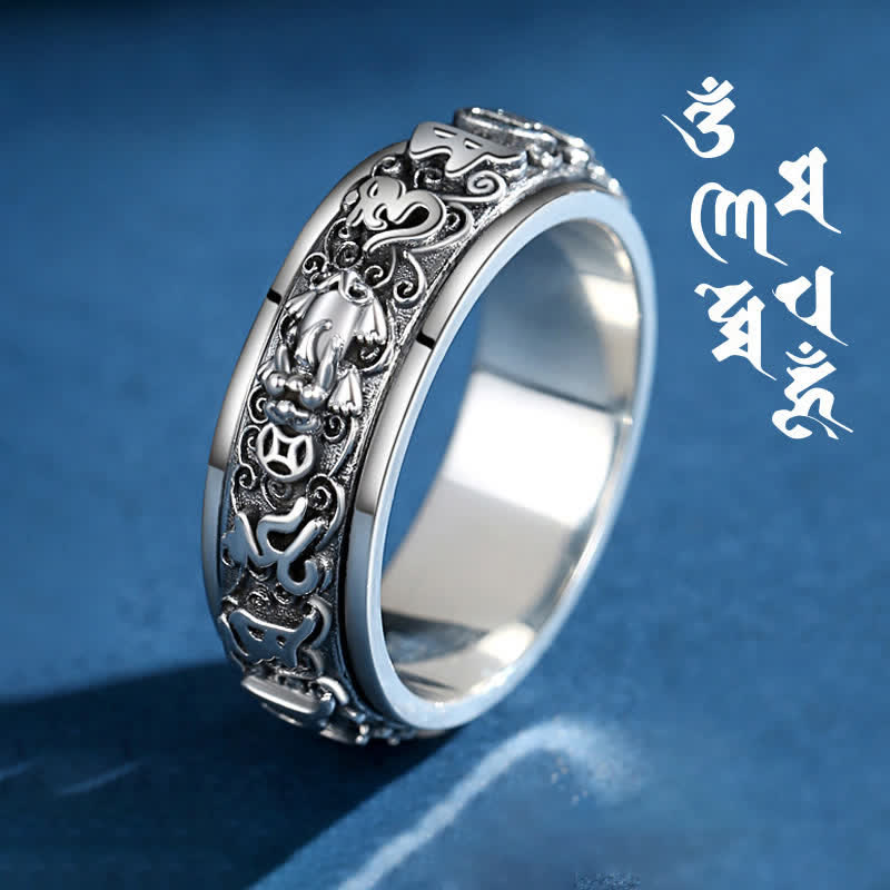 Buddha Stones Pixiu Om Mani Padme Hum Copper Rotatable Ring - 21.6mm - image 0
