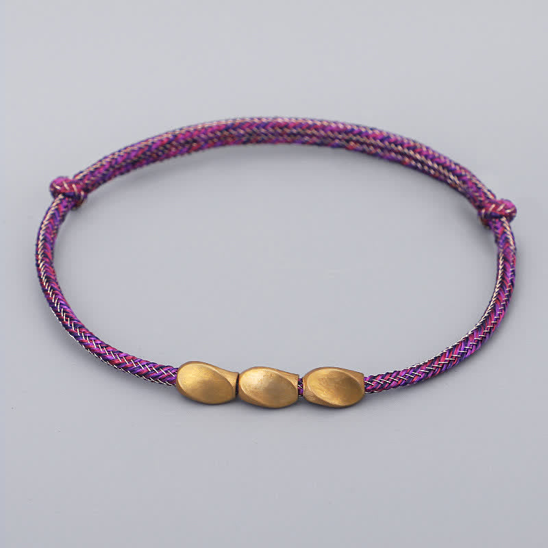 Buddha Stones Multiple Colors String Golden Copper Beads Balance Bracelet - Dark Pink - image 5