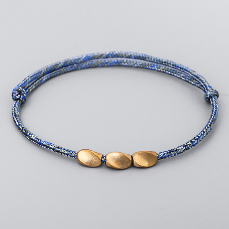Buddha Stones Multiple Colors String Golden Copper Beads Balance Bracelet - Dark Blue - image 11