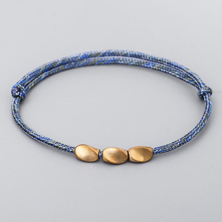 Buddha Stones Multiple Colors String Golden Copper Beads Balance Bracelet - Dark Blue - image 11