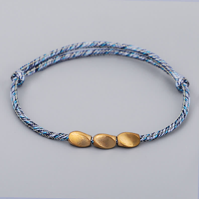 Buddha Stones Multiple Colors String Golden Copper Beads Balance Bracelet - Blue - image 8
