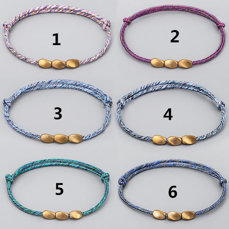 Buddha Stones Multiple Colors String Golden Copper Beads Balance Bracelet - image 15