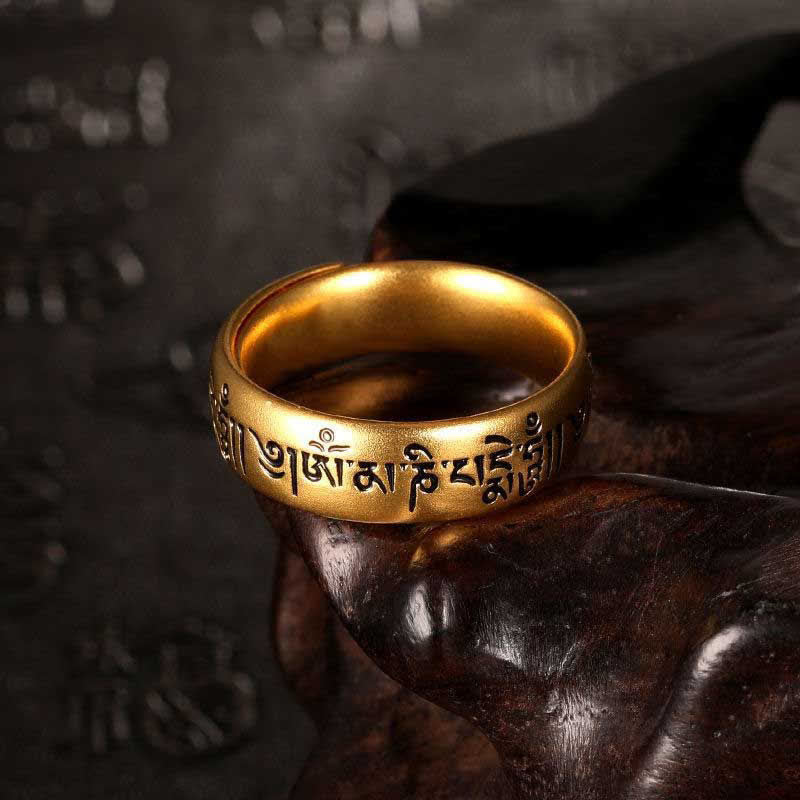 Buddha Stones Six True Words 'Om Mani Padme Hum' Adjustable Purity Ring - Om Mani Padme Hum - image 0