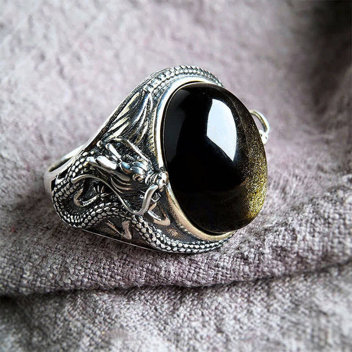 Buddha Stones Copper Black Onyx Adjustable Protection Ring - Copper(Wealth ♥ Luck) - image 0