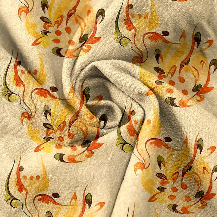 Buddha Stones Pure Cotton Sunny Abstract Floral Pattern Women's Elastic Waist Pants With Pockets - image 2