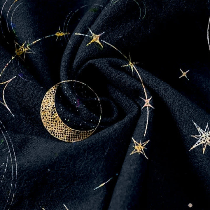 Buddha Stones Pure Cotton Celestial Sun Moon Stars Pattern Women's Elastic Waist Pants With Pockets - image 3