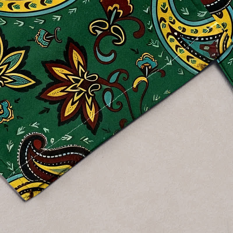 Buddha Stones Pure Cotton Paisley Floral Pattern Women's Elastic Waist Harem Pants With Pockets - image 1