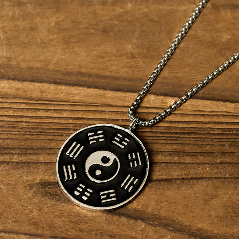 Buddha Stones Yin Yang Bagua Titanium Steel Balance Necklace Pendant - image 1