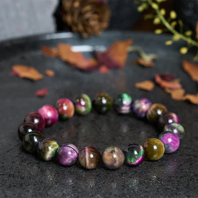 Buddha Stones Red Tiger Eye Colorful Bead Protection Bracelet - 10mm Red Tiger Eye(Wrist Circumference: 16-17cm) - image 0