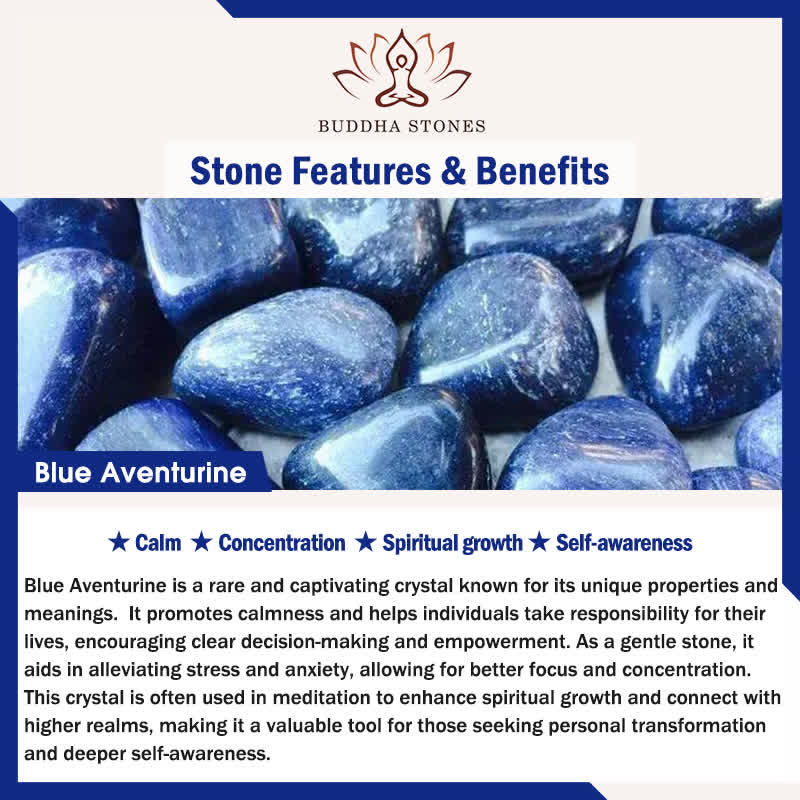 Buddha Stones Natural Blue Aventurine White Jade Bead Calm Necklace - image 5
