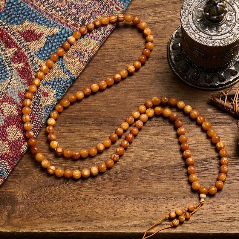 Buddha Stones 108 Beads Resin-Rich Pine Wood Calm Energy Mala - image 1