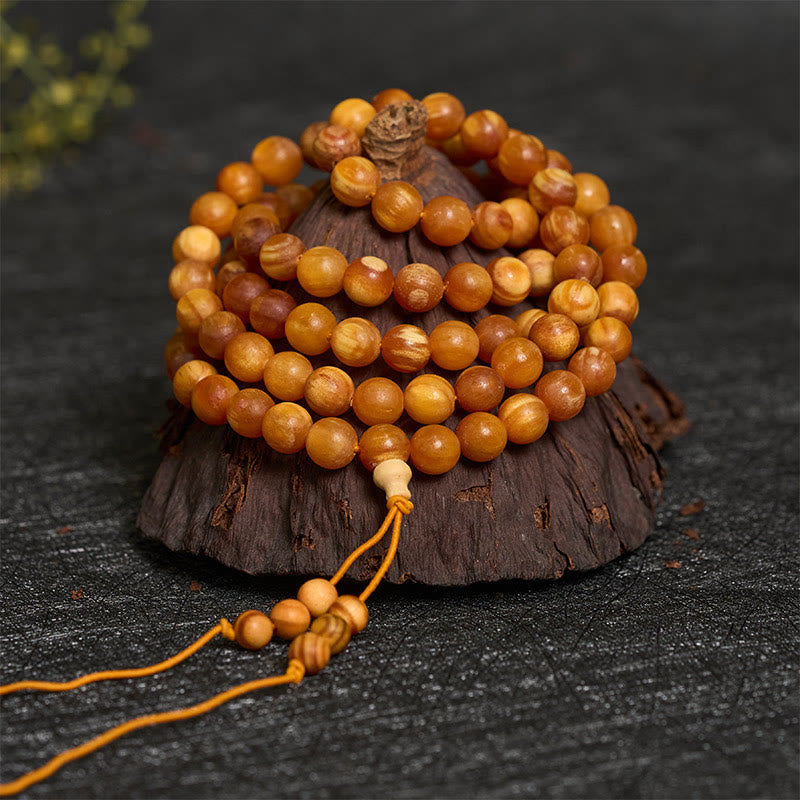 Buddha Stones 108 Beads Resin-Rich Pine Wood Calm Energy Mala - image 2