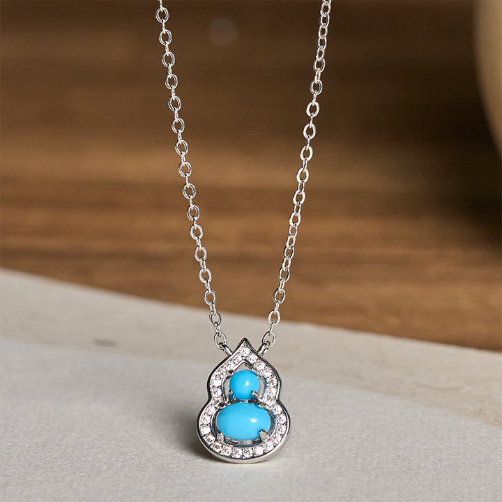 Buddha Stones Natural Turquoise Gourd Wisdom Necklace - image 5