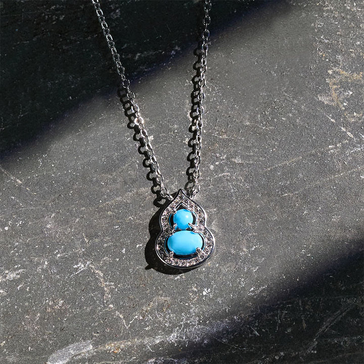 Buddha Stones Natural Turquoise Gourd Wisdom Necklace - image 2
