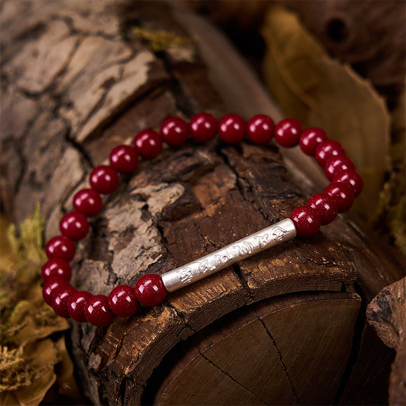 Buddha Stones Cinnabar 999 Sterling Silver Om Mani Padme Hum Wisdom Bracelet - image 13