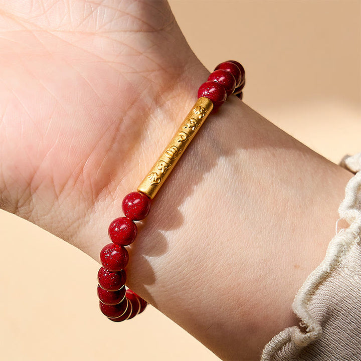 Buddha Stones Cinnabar 999 Sterling Silver Om Mani Padme Hum Wisdom Bracelet - image 5