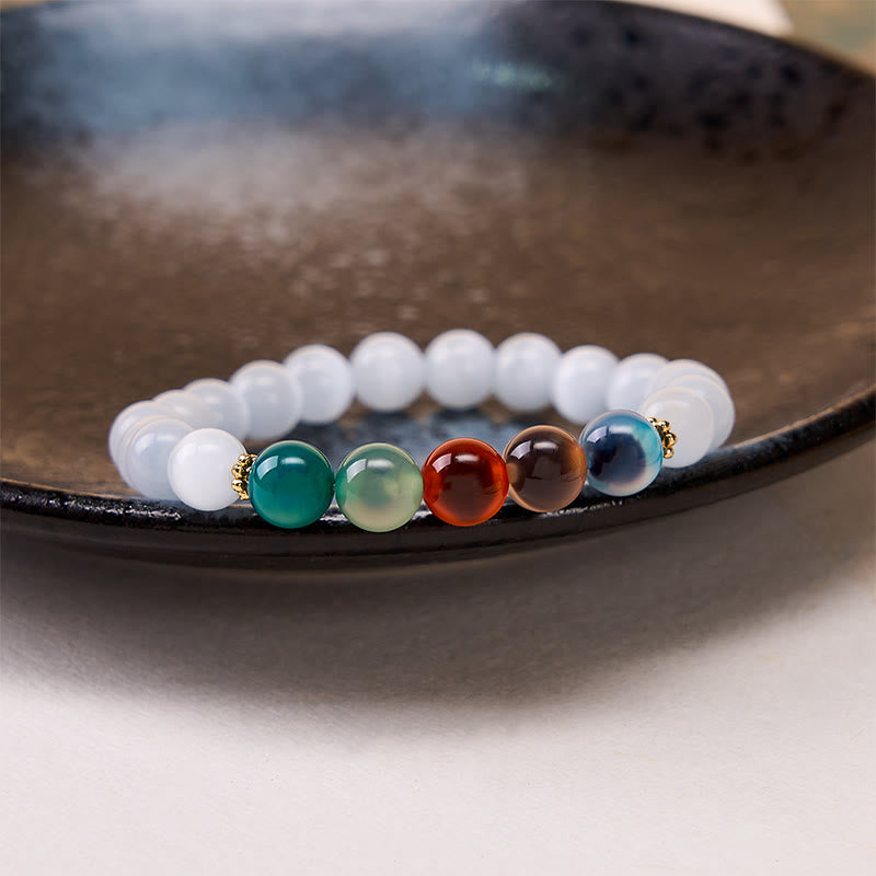 Buddha Stones White Cat's Eye Colorful Candy Agate Abundance Bracelet - image 2