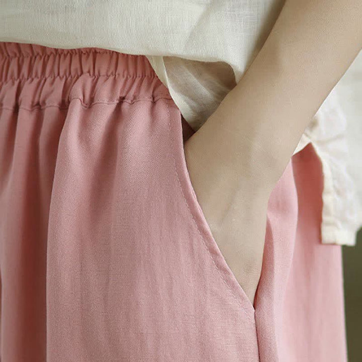 Buddha Stones Summer Casual Solid Women's Tapered Pants With Pockets - image 26