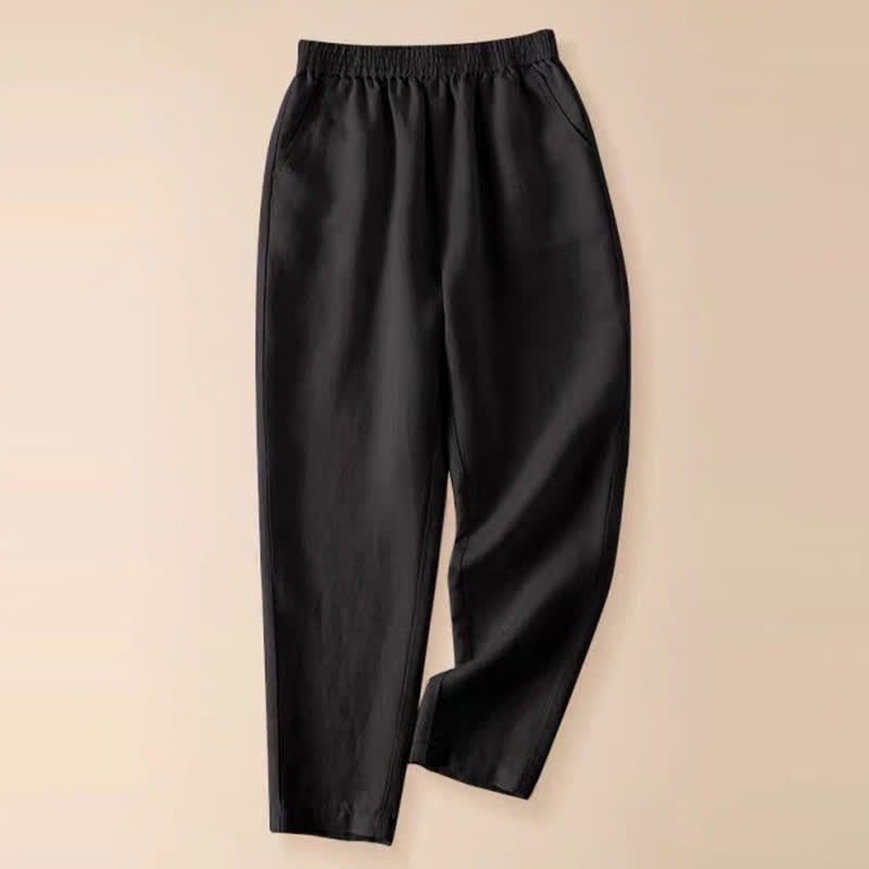 Buddha Stones Summer Casual Solid Women's Tapered Pants With Pockets - Black - US8-10，UK/AU12-14，EU40-42 (2XL) - image 27